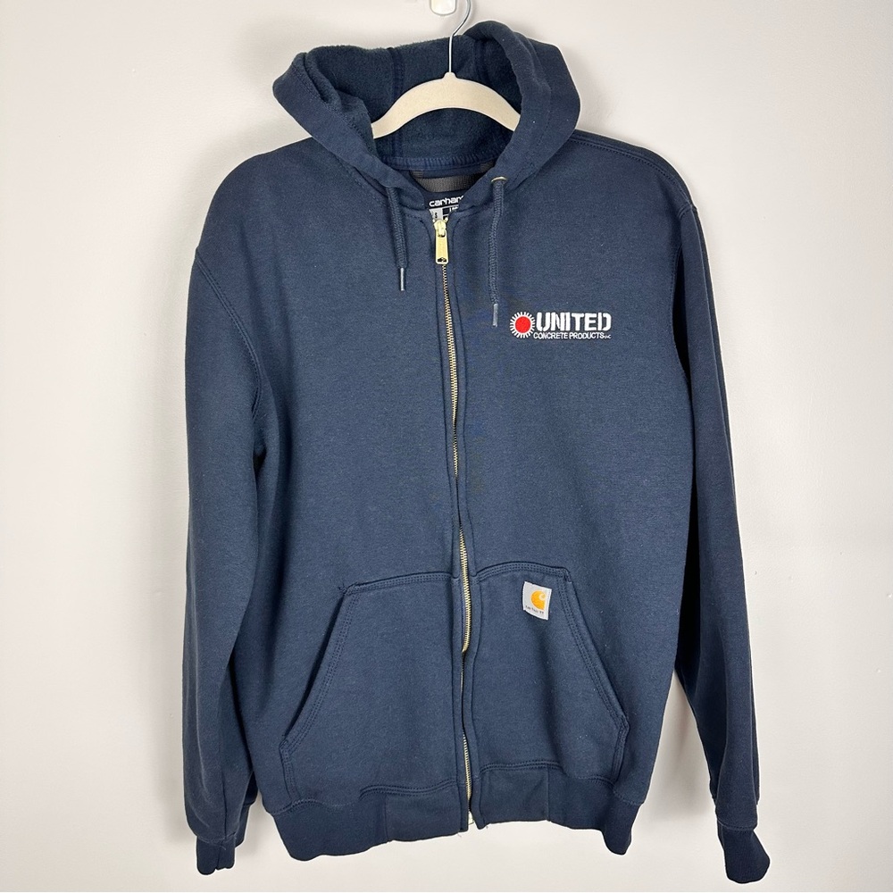 Carhartt Loose Fit Heavy Weight Navy Blue Zip-Up Hoodie Size Small Workwear